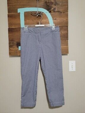 Talbots Navy Gingham Retro Cottage Capri Crop Bottoms Size 4p